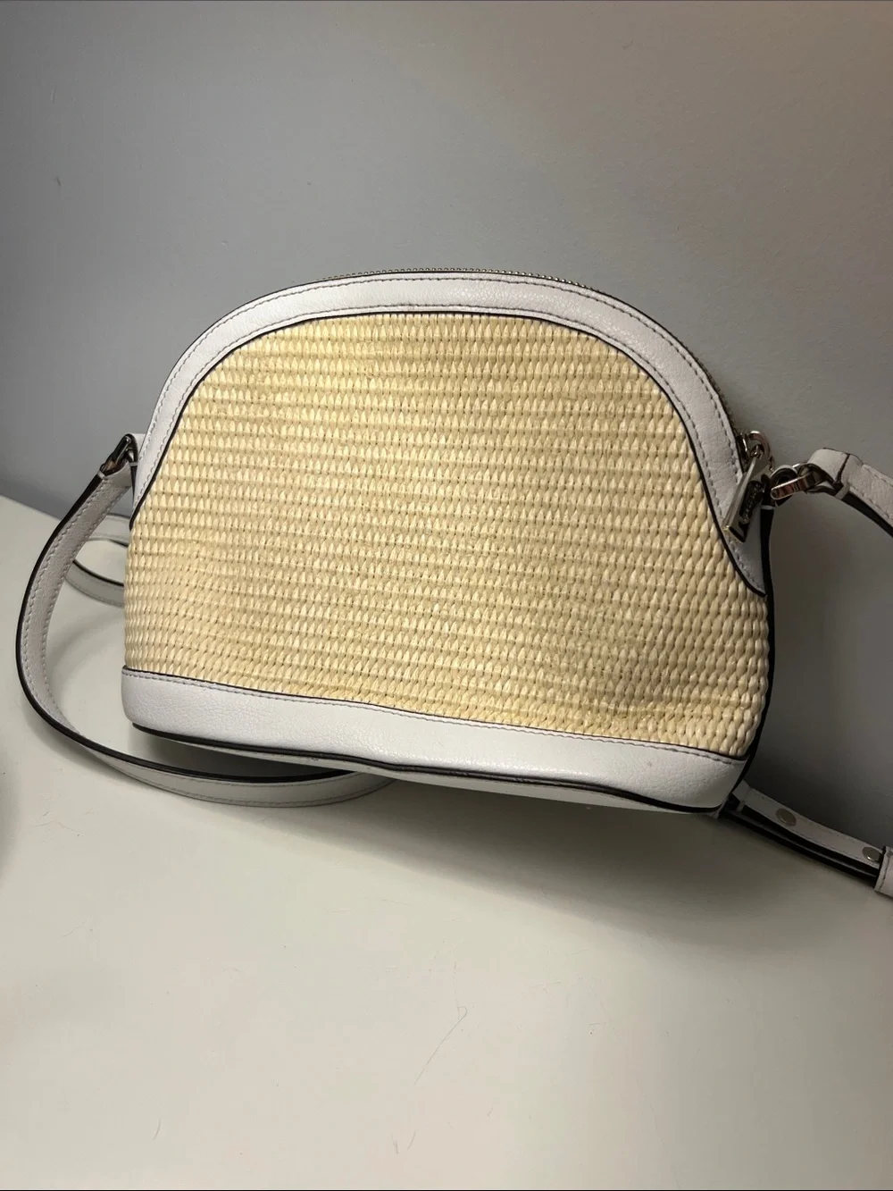 kate spade Straw Weave Crossbody with White Trim
